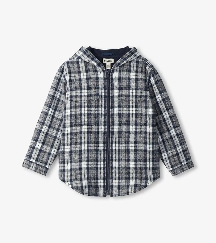 Boys Salute Plaid Lined Hooded Jacket Hatley
