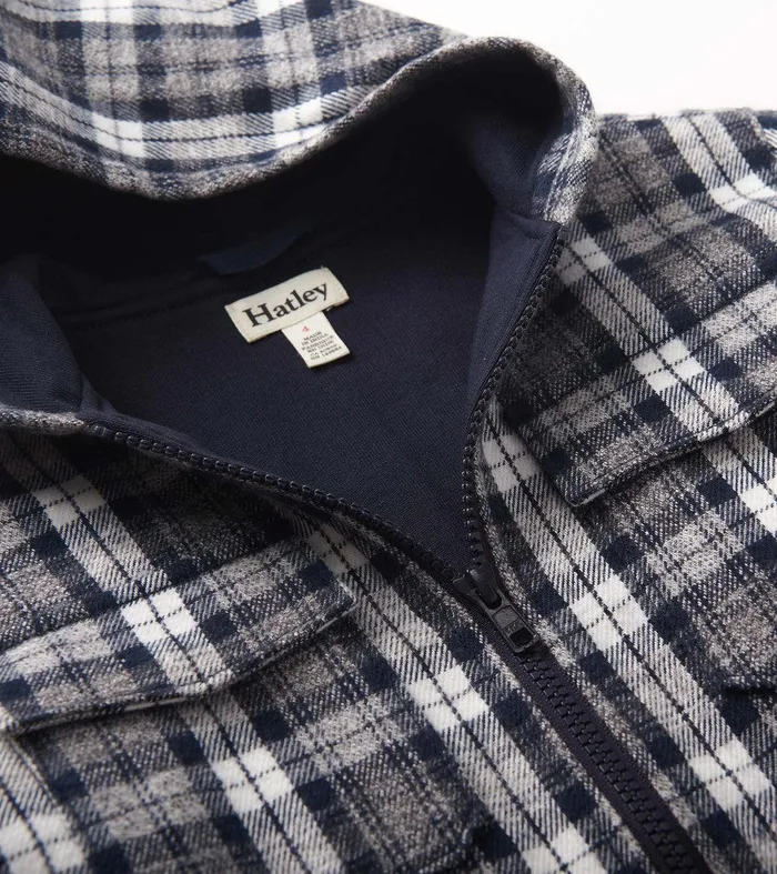 Boys Salute Plaid Lined Hooded Jacket Hatley
