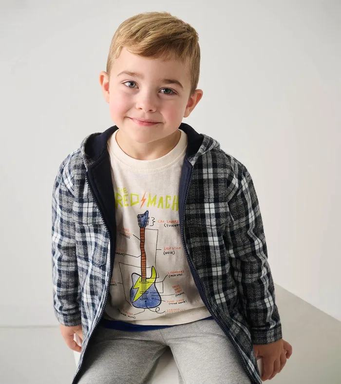 Boys Salute Plaid Lined Hooded Jacket Hatley