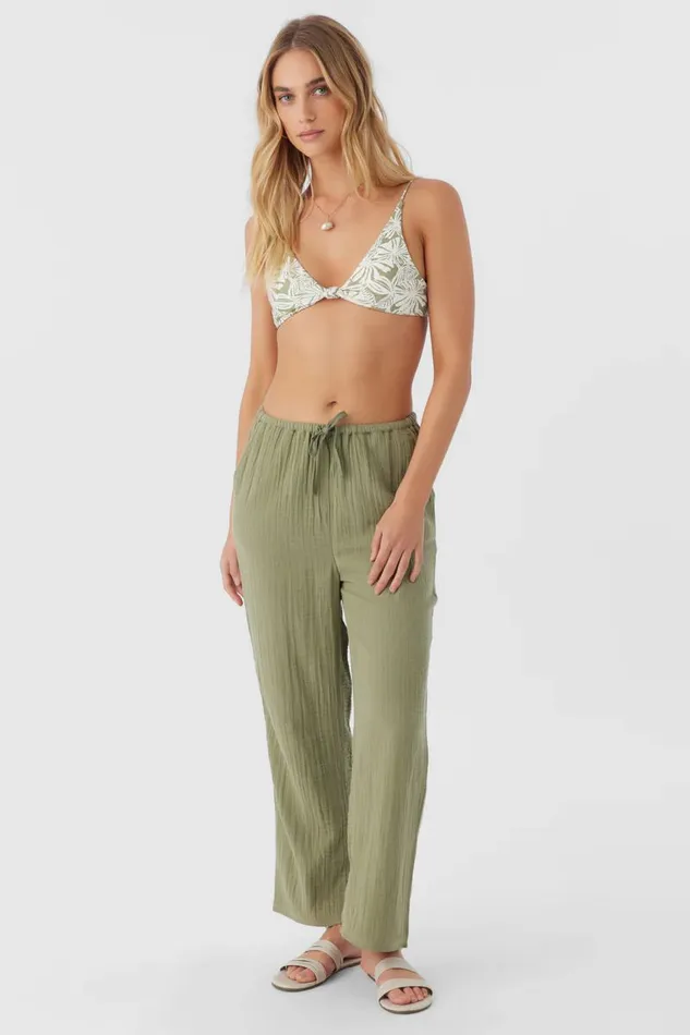 BRENDA CRINKLE DOUBLE GAUZE BEACH PANTS Oil Green Women O039NEILL Collections