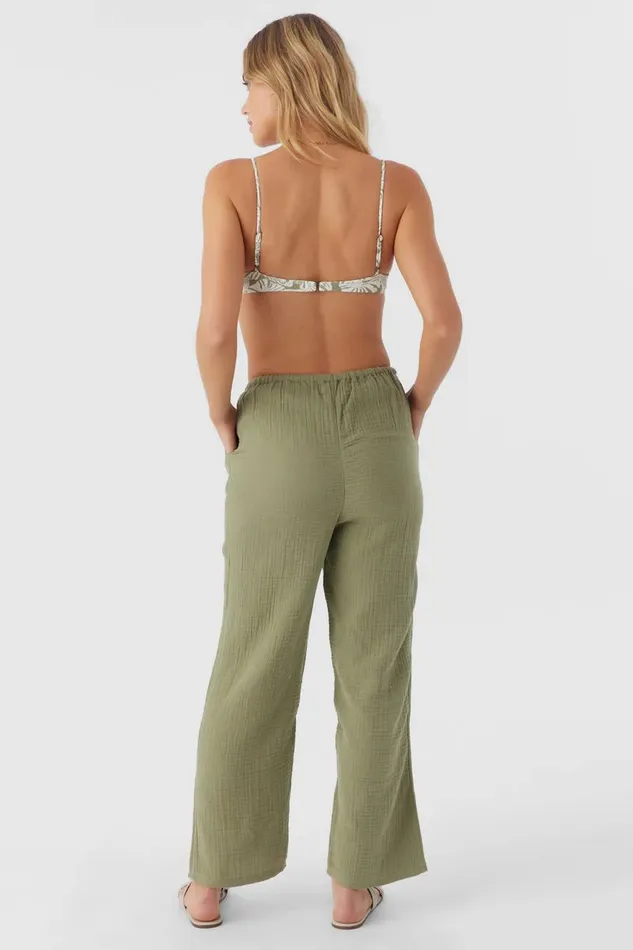 BRENDA CRINKLE DOUBLE GAUZE BEACH PANTS Oil Green Women O039NEILL Collections
