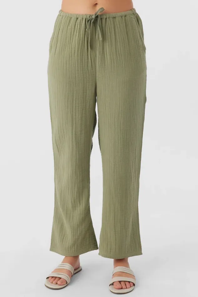 BRENDA CRINKLE DOUBLE GAUZE BEACH PANTS Oil Green Women O039NEILL Collections