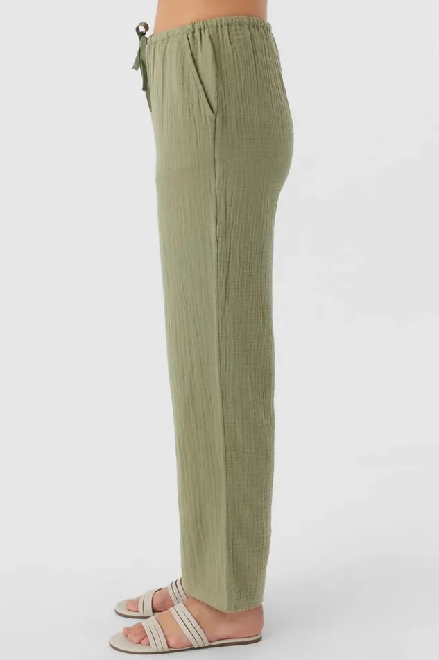 BRENDA CRINKLE DOUBLE GAUZE BEACH PANTS Oil Green Women O039NEILL Collections