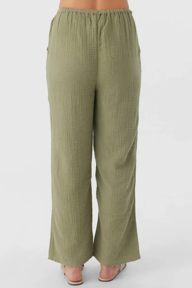BRENDA CRINKLE DOUBLE GAUZE BEACH PANTS Oil Green Women O039NEILL Collections