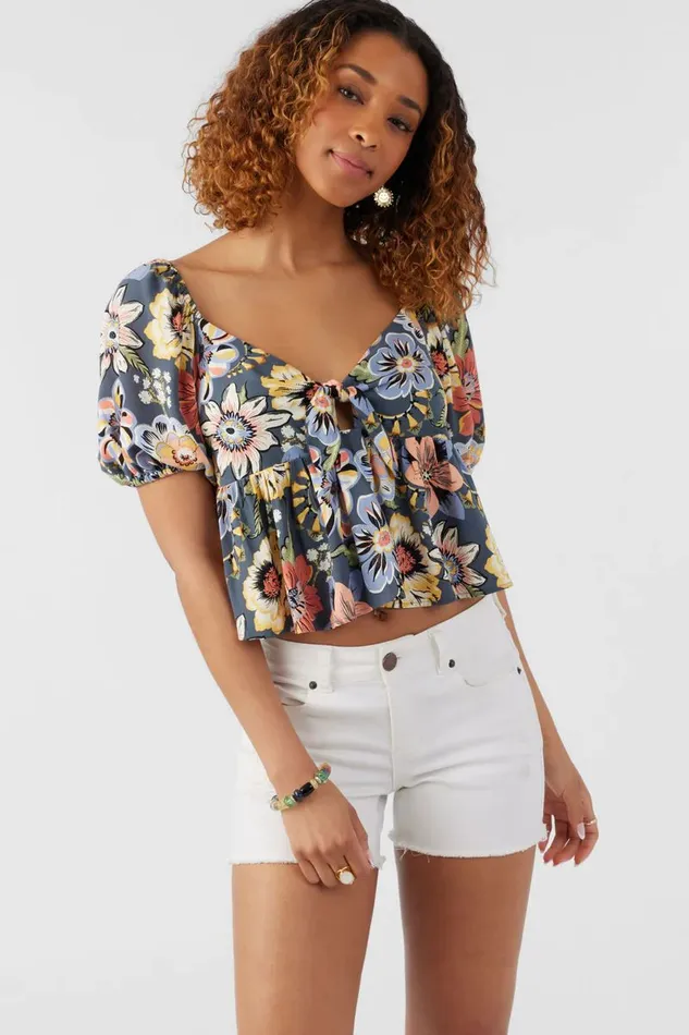 BRENNA TALITHA FLORAL TOP Slate Women O039NEILL Clothing