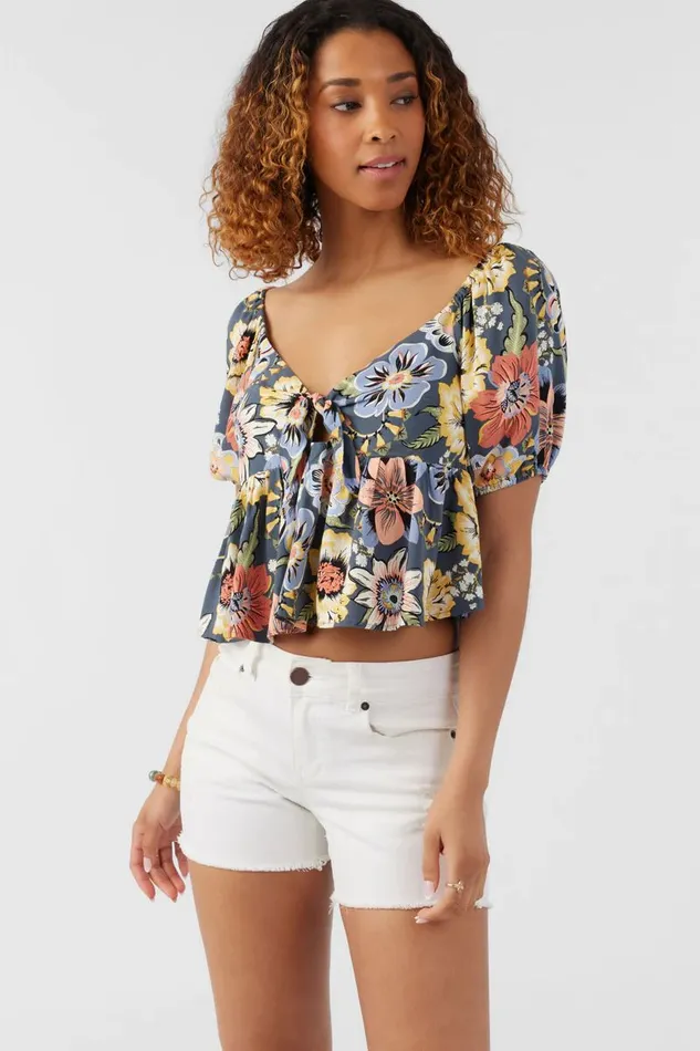 BRENNA TALITHA FLORAL TOP Slate Women O039NEILL Clothing