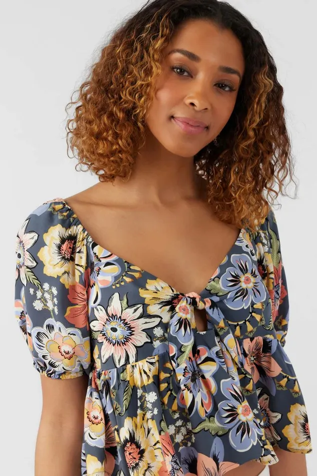 BRENNA TALITHA FLORAL TOP Slate Women O039NEILL Clothing