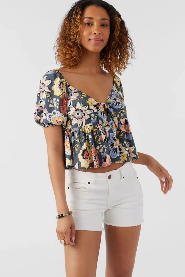 BRENNA TALITHA FLORAL TOP Slate Women O039NEILL Clothing