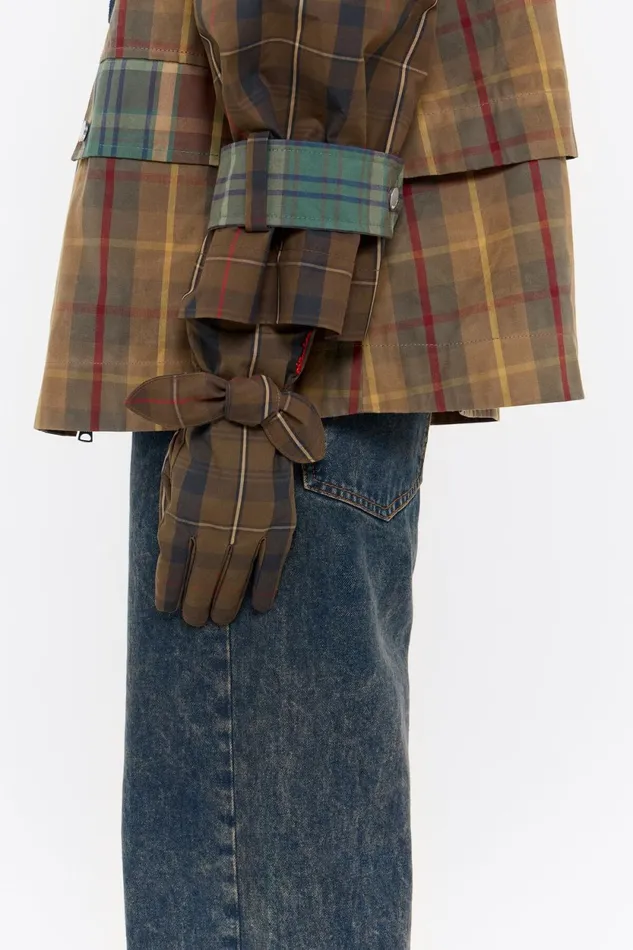 Brown Checked Cotton Gloves Brown Women Bimba Y Lola Gloves