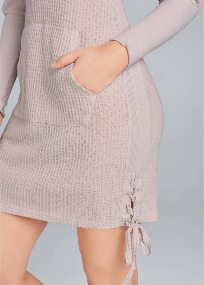 BRUSHED WAFFLE KNIT DRESS Pink Women VENUS Cozy Loungewear