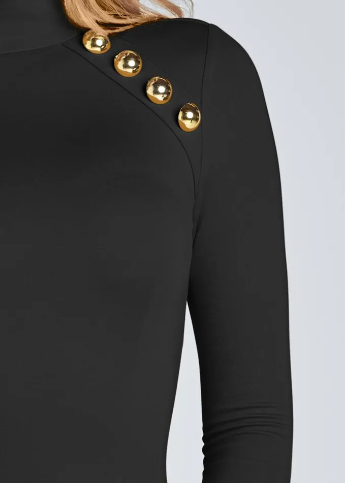 BUTTON DETAIL MIDI DRESS Black Women VENUS Midi Dresses