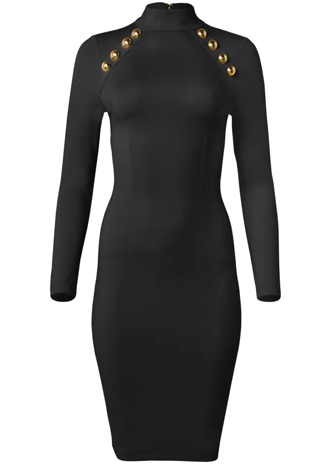 BUTTON DETAIL MIDI DRESS Black Women VENUS Midi Dresses