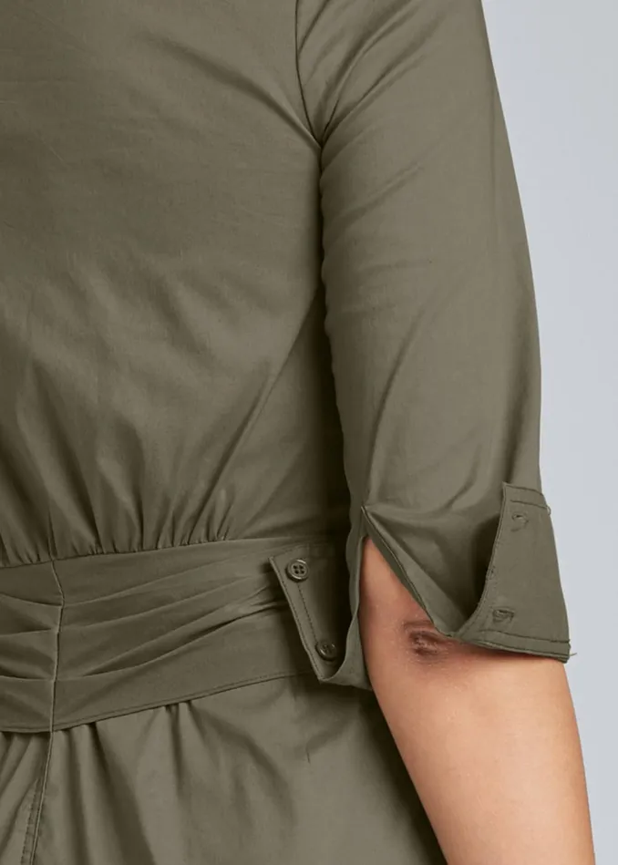 BUTTON DOWN SHIRT DRESS Olive Women VENUS Midi Dresses