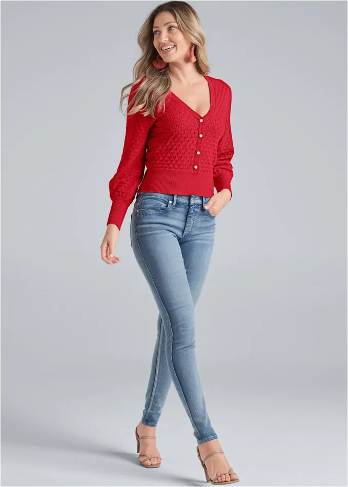 BUTTON FRONT CARDIGAN Red Women VENUS Cardigans and Dusters BUTTON FRONT CARDIGAN Red Women VENUS Cardigans and Dusters