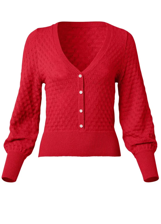 BUTTON FRONT CARDIGAN Red Women VENUS Cardigans and Dusters BUTTON FRONT CARDIGAN Red Women VENUS Cardigans and Dusters