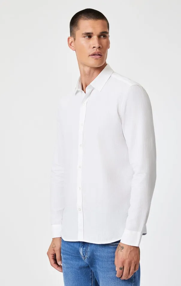 Button UpLong Sleeve Shirt In White Men Mavi Jeans TShirts Button UpLong Sleeve Shirt In White Men Mavi Jeans TShirts