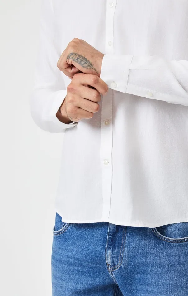 Button UpLong Sleeve Shirt In White Men Mavi Jeans TShirts Button UpLong Sleeve Shirt In White Men Mavi Jeans TShirts