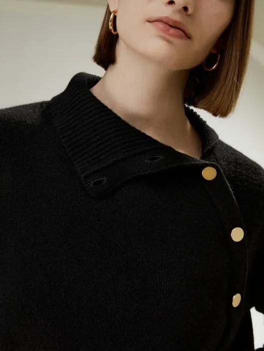Cashmere Sweater With Row Of Side Buttons Women Lilysilk Knitwear