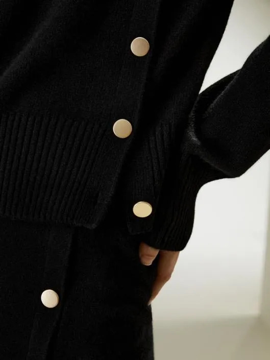 Cashmere Sweater With Row Of Side Buttons Women Lilysilk Knitwear