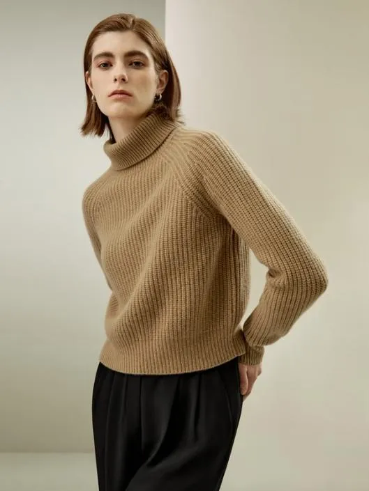 Cashmere Textured Turtleneck Sweater Women Lilysilk Knitwear
