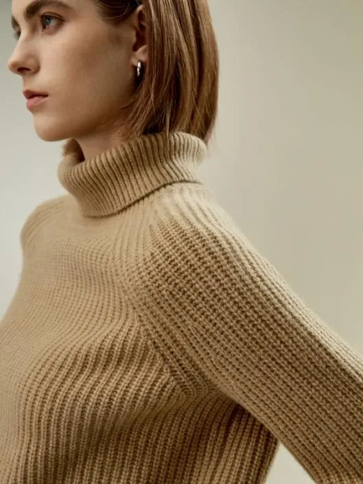 Cashmere Textured Turtleneck Sweater Women Lilysilk Knitwear