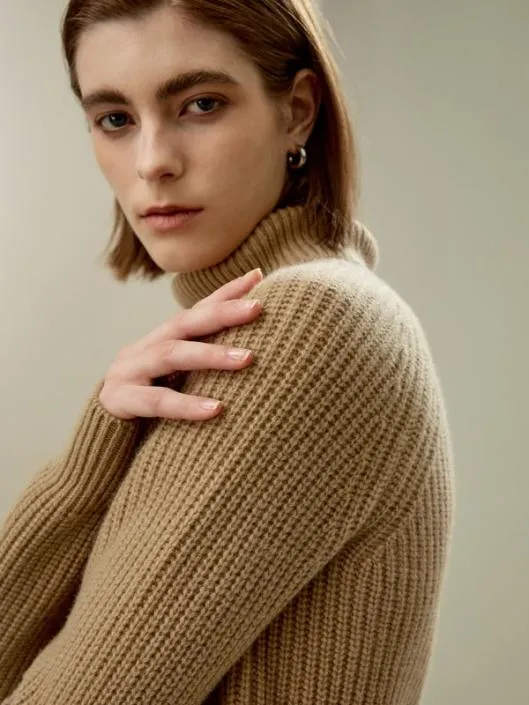 Cashmere Textured Turtleneck Sweater Women Lilysilk Knitwear