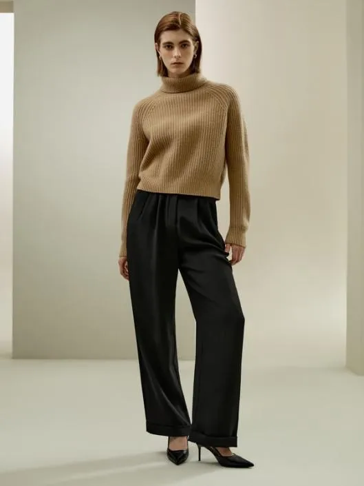 Cashmere Textured Turtleneck Sweater Women Lilysilk Knitwear