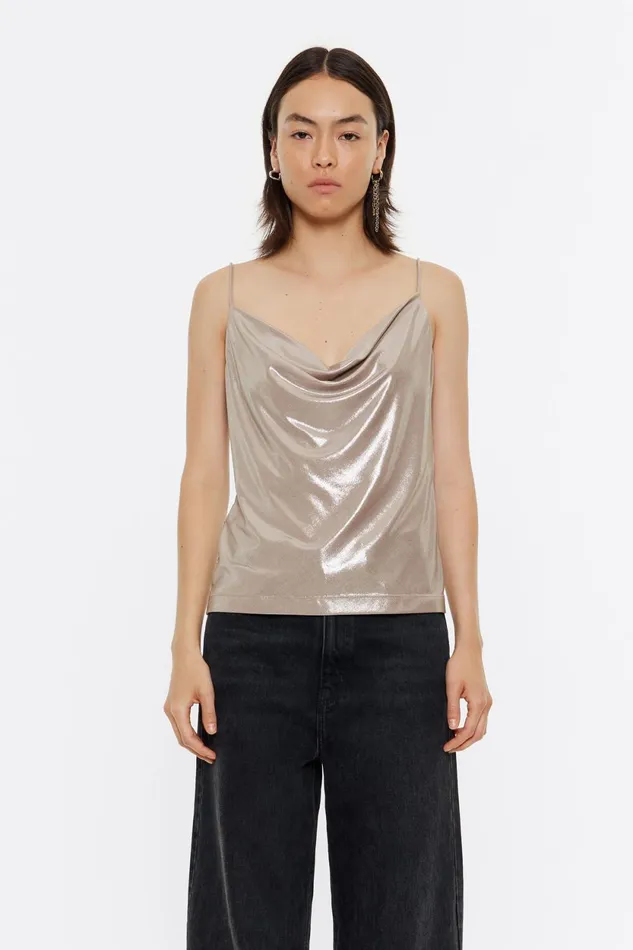 Champagne Metallic Strappy Top Champagne Women Bimba Y Lola TShirts