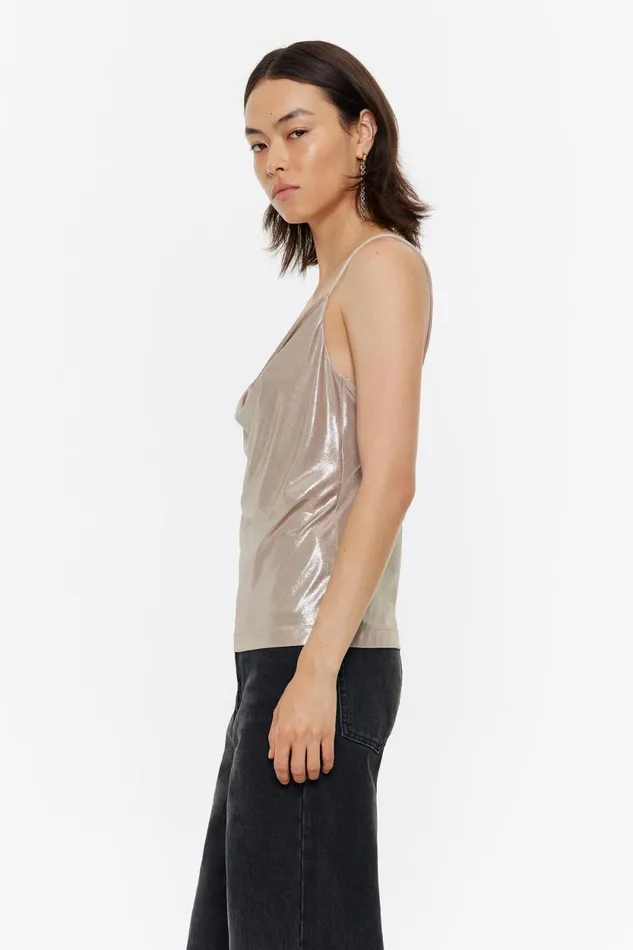 Champagne Metallic Strappy Top Champagne Women Bimba Y Lola TShirts