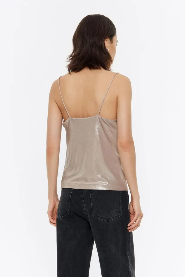Champagne Metallic Strappy Top Champagne Women Bimba Y Lola TShirts