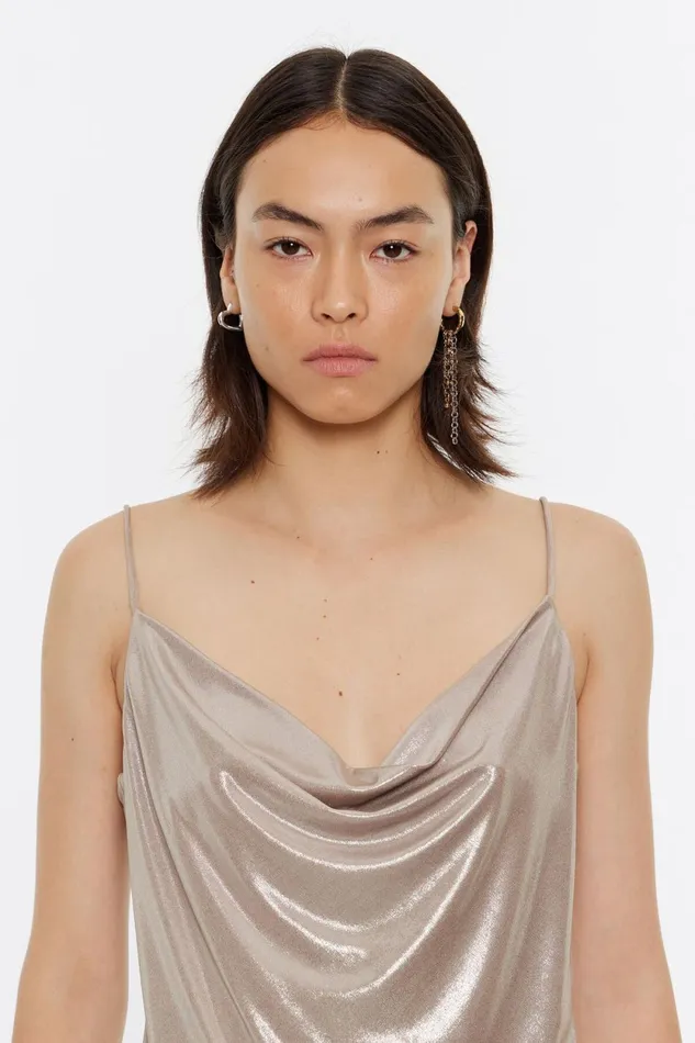 Champagne Metallic Strappy Top Champagne Women Bimba Y Lola TShirts