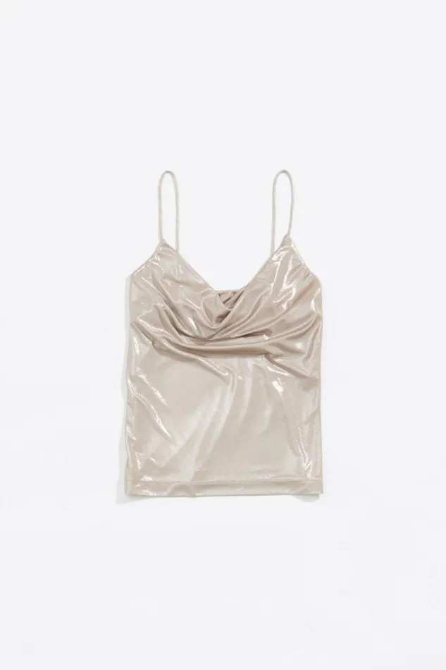 Champagne Metallic Strappy Top Champagne Women Bimba Y Lola TShirts