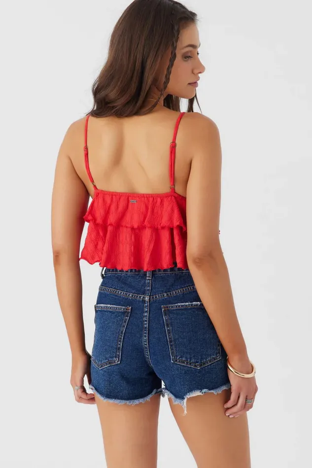 CHLOEY TEXTURED KNIT TIERED TANK TOP Bittersweet Women O039NEILL Clothing