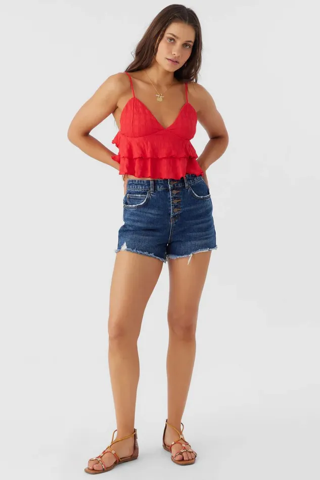 CHLOEY TEXTURED KNIT TIERED TANK TOP Bittersweet Women O039NEILL Clothing