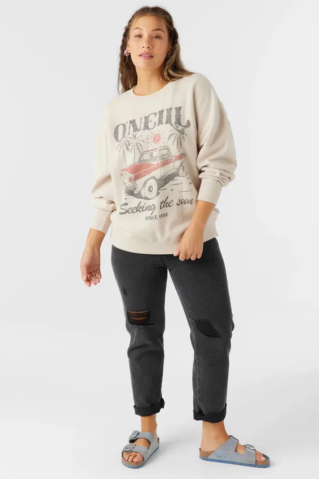 CHOICE CREWNECK OVERSIZEDFIT FLEECE PULLOVER Cement Women O039NEILL Collections