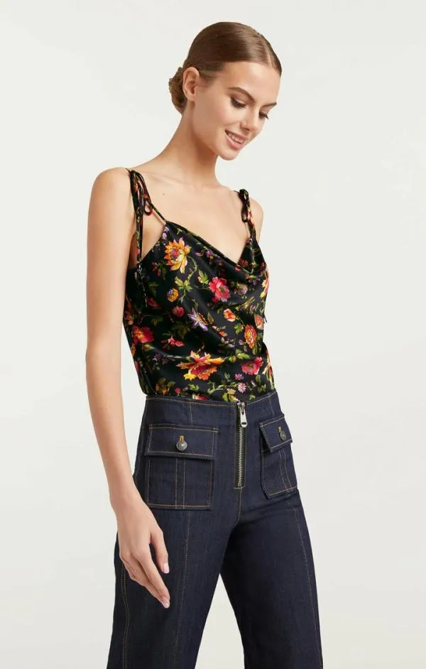 Cinq Sept Beaded Tassel Provence Marta Cami Black Multi Women Tank Tops and Camisoles