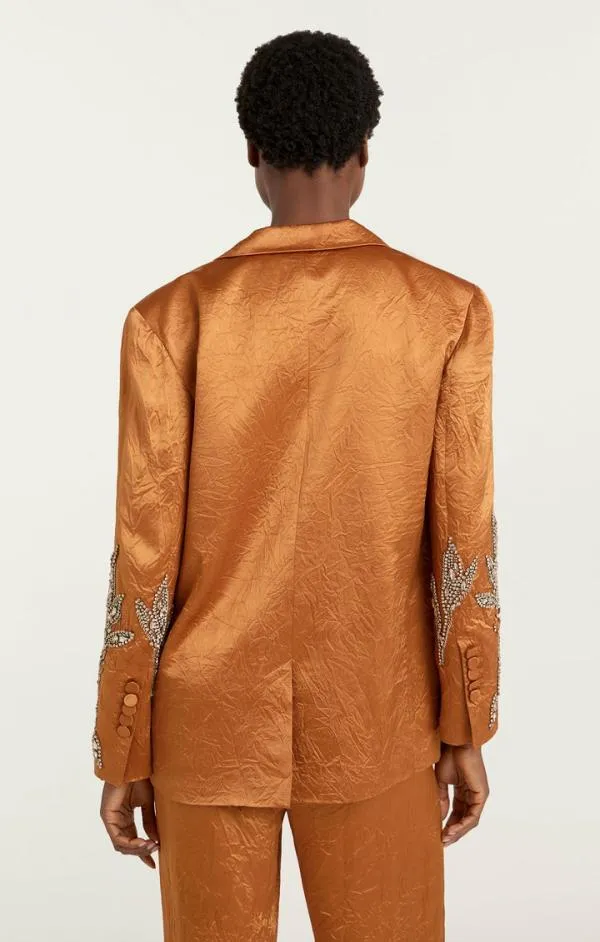 Cinq Sept Crystal Floral Embellished Cheyenne Blazer Pecan Women Blazers