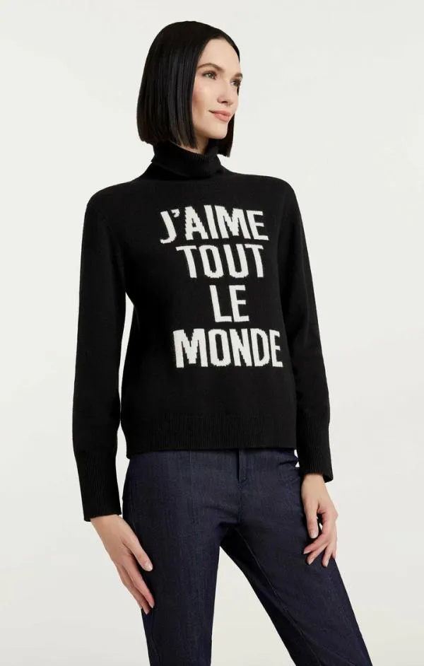Cinq Sept J039aime Tout Le Monde Turtleneck Blackwhite Women Long Sleeve Tops