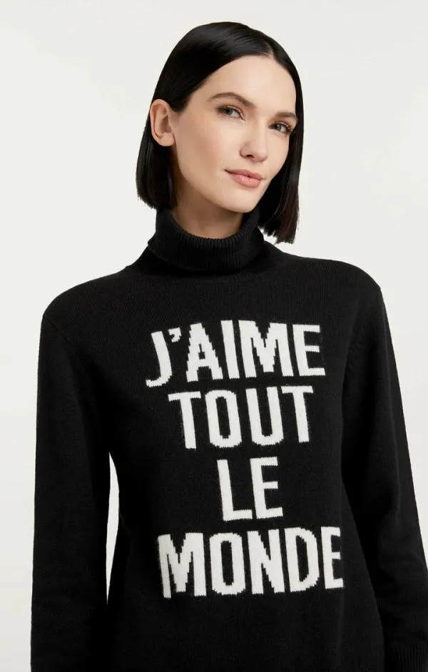 Cinq Sept J039aime Tout Le Monde Turtleneck Blackwhite Women Long Sleeve Tops