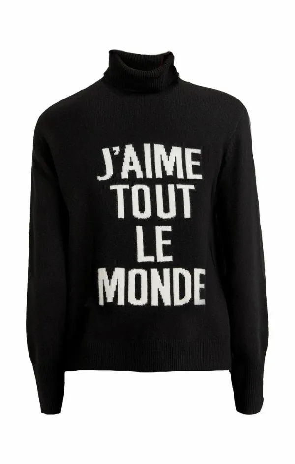 Cinq Sept J039aime Tout Le Monde Turtleneck Blackwhite Women Long Sleeve Tops