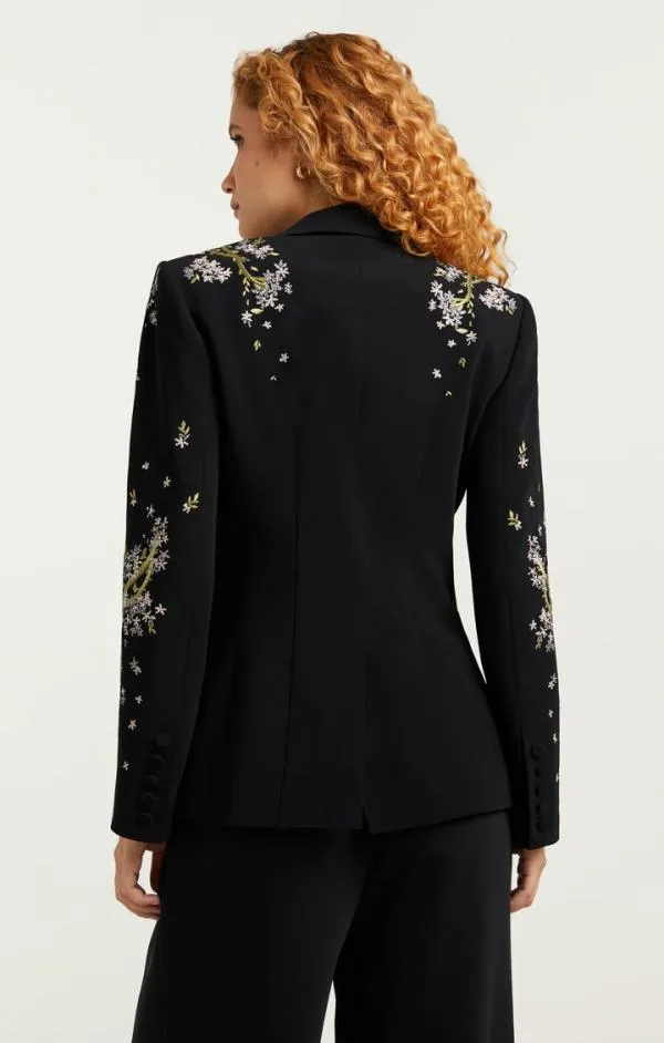 Cinq Sept Lilac Vine Embellished Cheyenne Blazer Black Multi Women Blazers