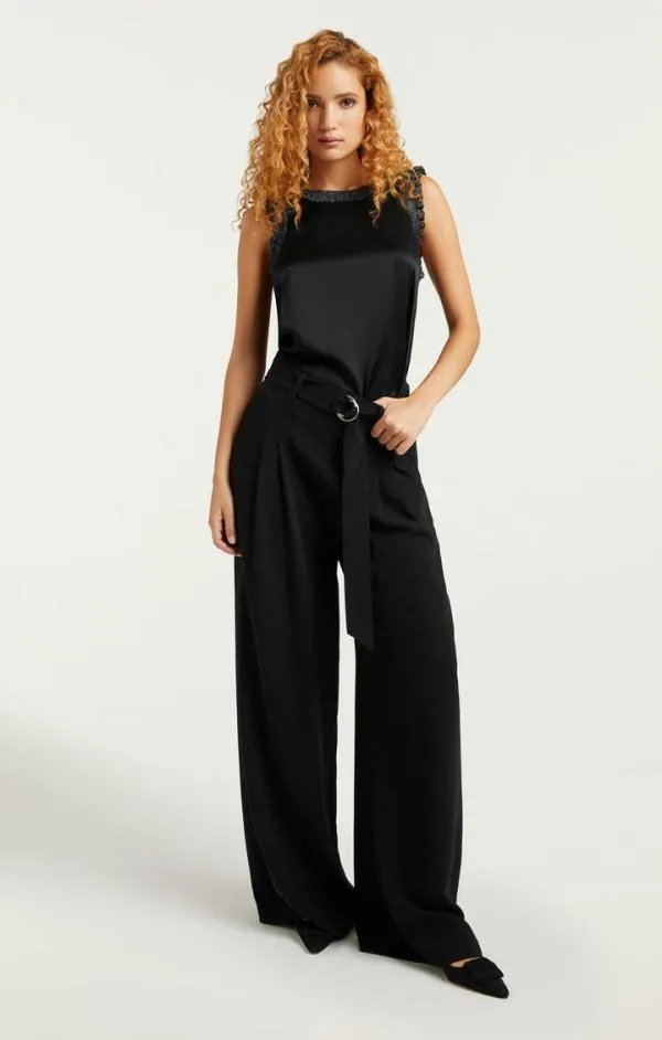 Cinq Sept Lurex Lenore Top Blacksilver Women Tank Tops and Camisoles