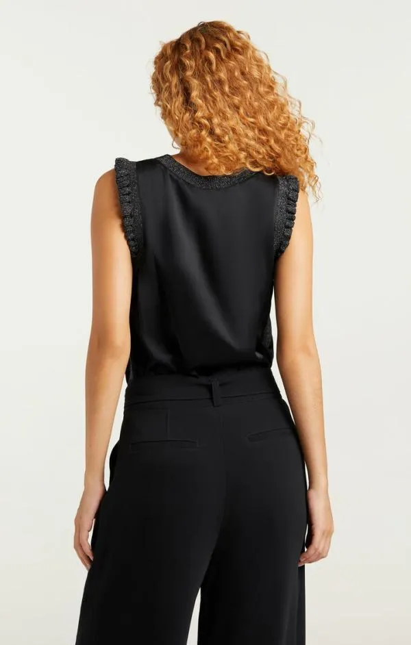 Cinq Sept Lurex Lenore Top Blacksilver Women Tank Tops and Camisoles