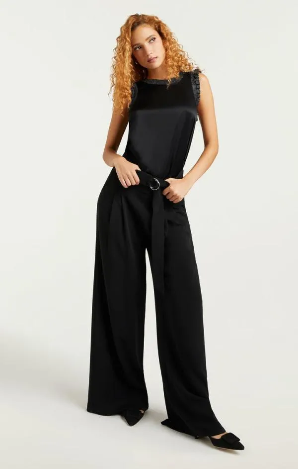 Cinq Sept Lurex Lenore Top Blacksilver Women Tank Tops and Camisoles