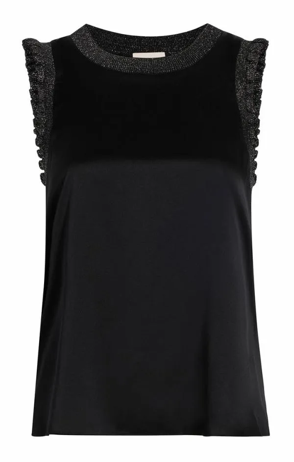 Cinq Sept Lurex Lenore Top Blacksilver Women Tank Tops and Camisoles