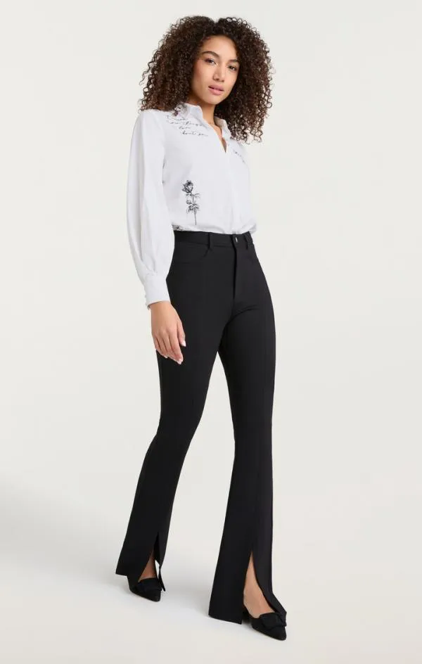 Cinq Sept Mon Amour Embroidered Poplin Kandice Top Whiteblack Women Long Sleeve Tops