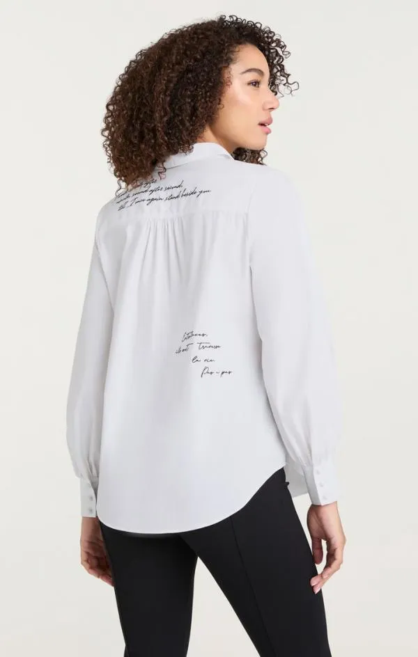 Cinq Sept Mon Amour Embroidered Poplin Kandice Top Whiteblack Women Long Sleeve Tops