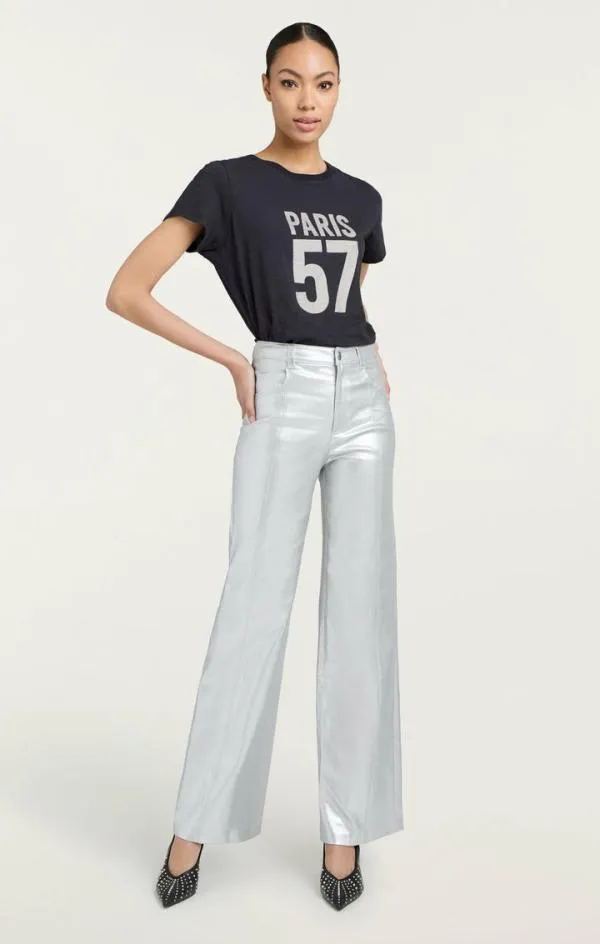 Cinq Sept Rhinestone Paris 57 Tee Navywhite Women Tees