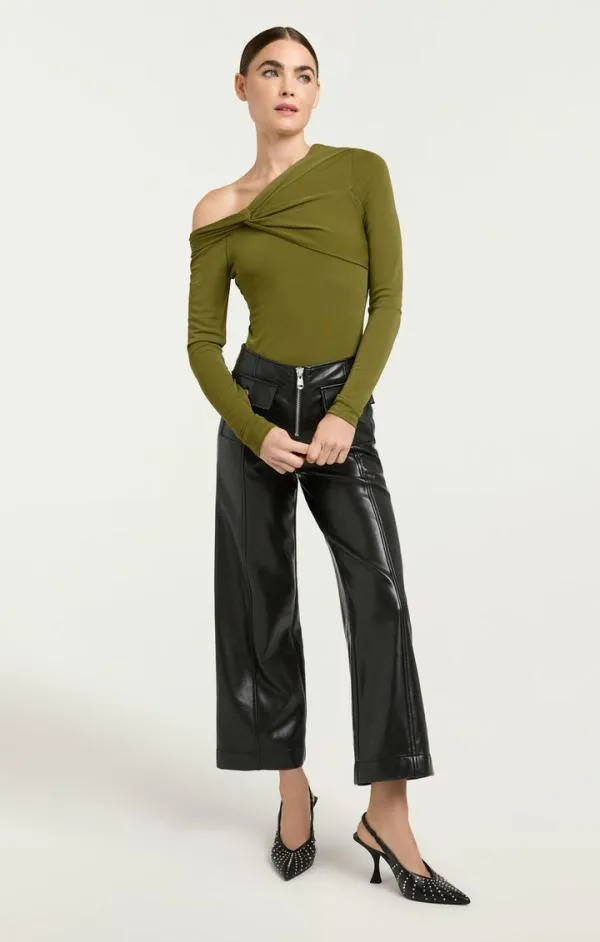 Cinq Sept Zaya Top Olive Green Women Long Sleeve Tops
