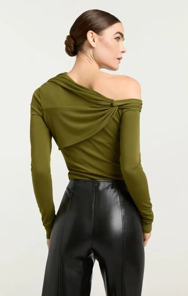 Cinq Sept Zaya Top Olive Green Women Long Sleeve Tops